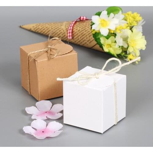 10pcs Packaging Party Favor Box Brown Kraft Cardboard Box Carton Solid Color Gift Candy Box Christmas Small Paper Box gift Box