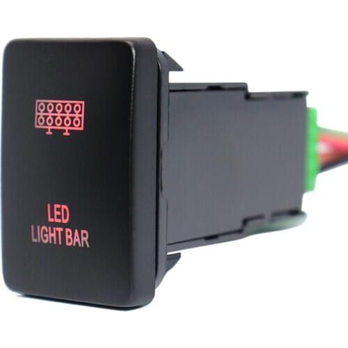 12V LED Light Bar Push Button Switch Red Led Lights with Connector Wire for Toyota Hilux Prado Highlander Landcruiser RAV4 Camry