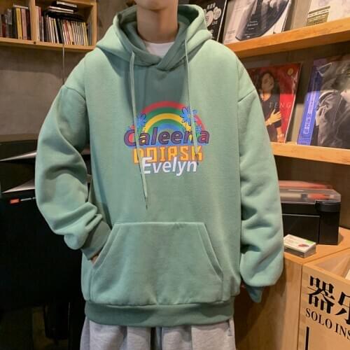 2020 Autumn Spring Green White Patchwork MENS Sweatshirts Hiphop Punk Streetwear Casual Pullover