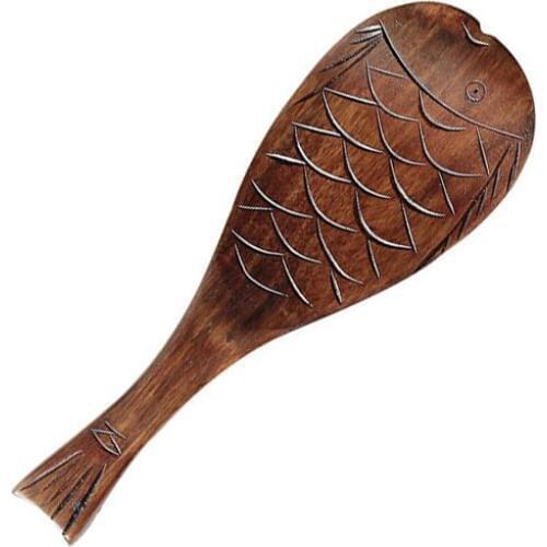 2020 Rice Spoon Fish Shape Non-Stick Rice Paddle Wooden Japanese Hand-Carved Kitchen Flatware Spoons Natural Tableware Craft