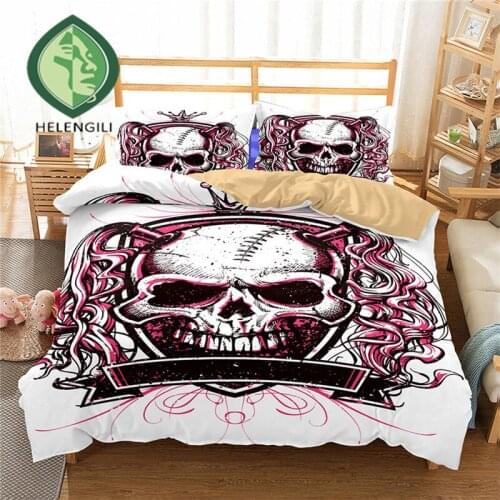 HELENGILI 3D Bedding Set skull Print Duvet cover set lifelike bedclothes with pillowcase bed set home Textiles #LX-23