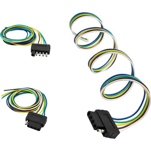 5 Way Trailer Wiring Connection Kit Flat Wire Extension Harness for Car Boat