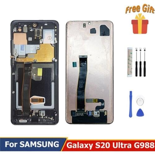 6.9'' Super AMOLED Digitizer Assembly For Samsung Galaxy S20 Ultra LCD Display Touch Screen With Frame G988w G988f Repair Parts