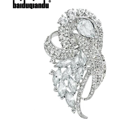 Baiduqiandu Women Glass Flower Brooches Rhinestones Weddings Banquet Plant Brooch Pins Gifts