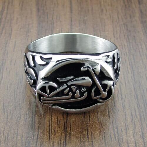 Free Shipping Punk Silver Color Black Motor Biker Flame Ring 316L Stainless Steel Motorcycle Style Model Rings