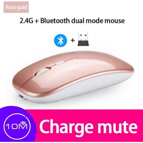 Wireless Dual Mode Bluetooth 5.0 + 2.4Ghz Mouse 1600 DPI Ultra-thin Ergonomic Portable Optical Mice For PC Plug And Play Mouse