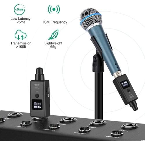 New UHF Microphone Wireless Transmitter Receiver System Built-in USB Rechargeable Battery For Dynamic Microphone Mixer Speakers