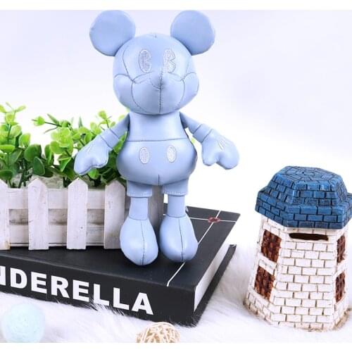 17cm Disney Keychain Pendant Plush Doll Mickey Mouse Bag Pendant Keychain Plush Toys Pu Leather