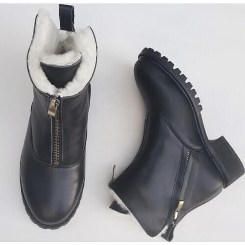 Careaymade-Pure wool real fur one big cotton boots warm work womens original Winter handmadesingle slip thin boots