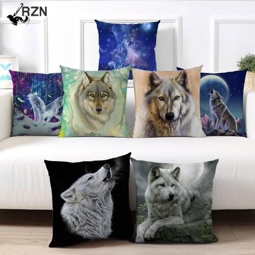 Fuwatacchi Fierce Wolf Cushion Cover Handsome Pattern Pillow Covers for Home Chair Sofa and Car Decorative Pillow Cases 45x45cm
