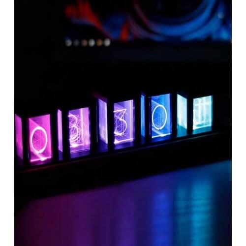 RGB Imitated Glow Tube Clock Desktop Creative Decoration Boyfriend Girlfriend Gift Computer Desk Bedroom Decorate