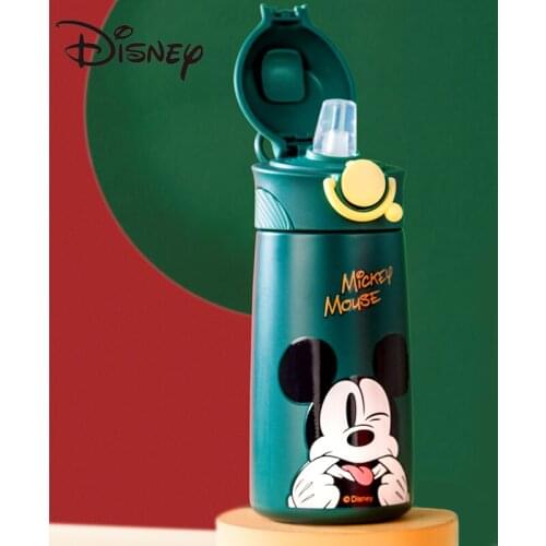 Disney childrens Thermos cup with straws 316 stainless steel duck-bill leak-proof student kettle rope Aisha 390ML