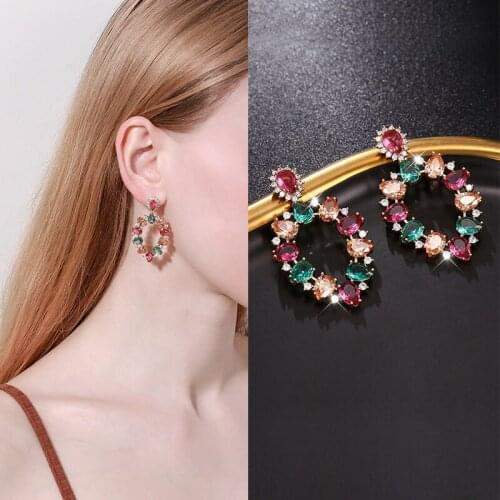 EYER Luxury Fashion Women Multicolor Earrings Cubic Zirconia Crystal Cz Full Stone Pave Setting Pretty Jewelry For Wedding