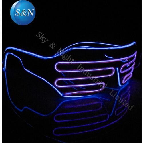 Purple+Ice Blue) Mix color LED EL Fashion Shutter Glasses+Sound Inverter + Free Shipping