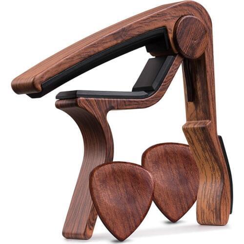 Guitar Capo REAL WOOD PICKS INCLUDED (2) Set for Acoustic Guitar, Electric Guitar Quick Change for Easy Transpose