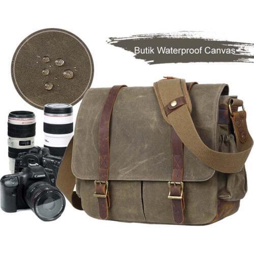 Camera Bag with Photo Pouch Canvas DSLR SLR Strap Case Casual Shoulder Bag Vintage Messenger Comfort Camera Bag Mens Handbags