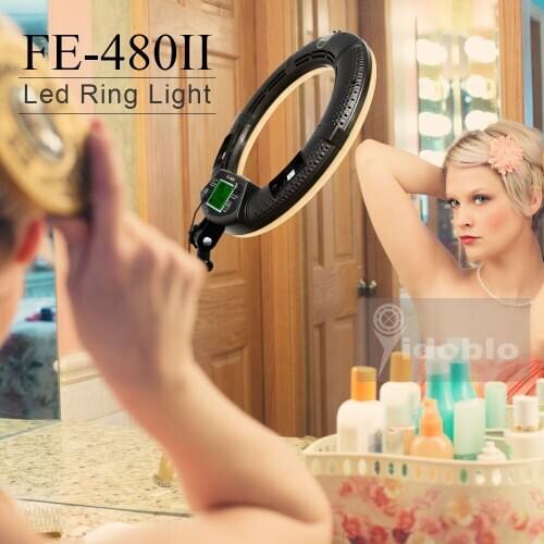 Yidoblo FE-480II Cold & Warm Color Adjust Ring Soft Light 480 LEDS Video Makeup Lamp Photographic Lighting +2M stand+Soft case