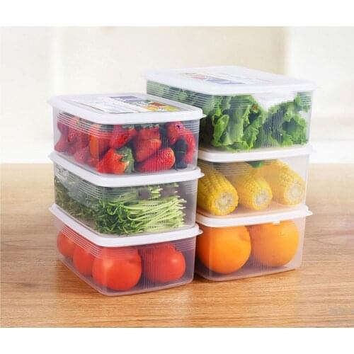 Food Airtight Container Plastic Kitchen Refrigerator Rectangle Storage Box Transparent Keeping Food Fresh Storage Organizer