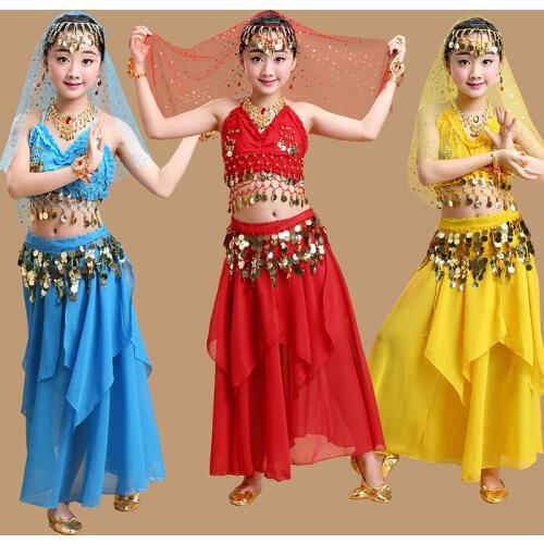 Performance Girls Belly Dancing Costume Set Kids Indian Dance Child Dancing Girl Bellydance Dancewear Girl Egypt Dance Costumes