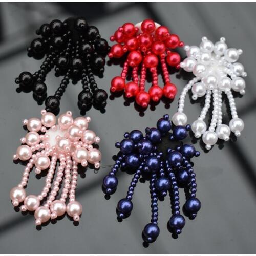 Colorful Bead Handmade tassel flowers Patch for clothing DIY decoration Rhinestone pearl patch diamond painting sticker