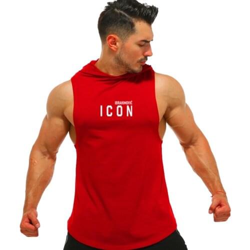 ICON letters Summer new sports hooded vest Mens casual fitness vest running training clothing