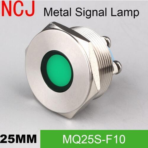 NCJ 25mm Metal LED Signal lamp Indicator pilot Warning light Signalization boat car panel dashboard 3V 6V 12V 24V 110V 220V