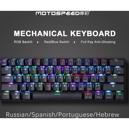 Motospeed CK61 Wired USB Mini 61 Key Gaming Mechanical Keyboard RGB Backlit for Computer PC Laptop Russia