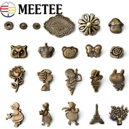 Meetee 20sets Metal Snap Buttons Fastener Press Studs Decor Buckle DIY Sewing Clothes Bags Purse Leather Craft Accessories
