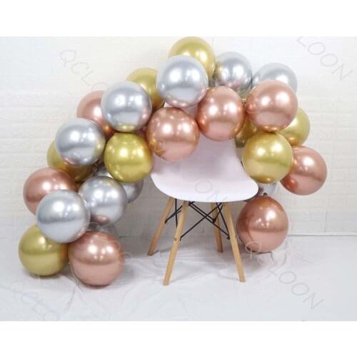 A new set of metal rose gold silver thick chrome gloss latex balloon combination birthday wedding holiday party decorations