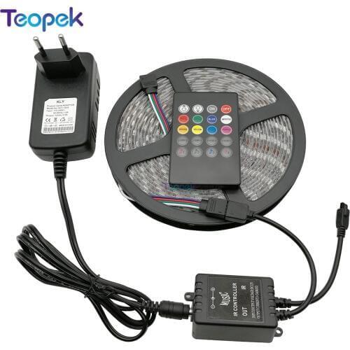 RGB Music LED Strip Set 5050 SMD 5M 10M 60led/M Waterproof Flexible Tape diode ribbon Controller DC 12V adapter