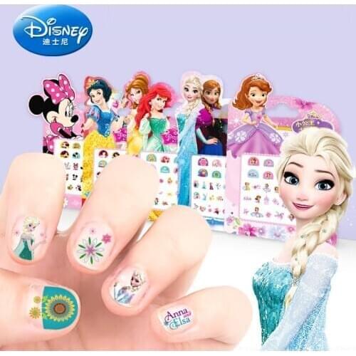 Girls Frozen 2 Elsa Anna Nail Stickers Makeup Toy Sofia Snow White Princess Minnie Anime Stickers For Children Pretend Play Toys