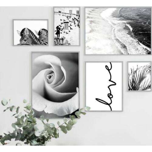 Coastal Gallery Wall Art Prints Pastel Palm Tree Canvas Painting Ocean Posters and Prints Nordic Wall Pictures for Living Room