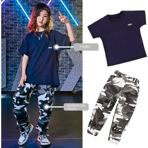Pally elves Spring Summer 2020 Loose T-shirt Camouflage Elastic Waist Pants Fanshion Dance Set