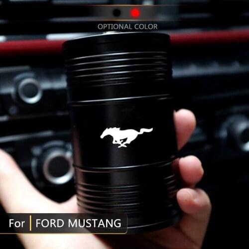 For Ford Mustang GT SHELBY Aluminum Alloy Car Ashtray With Rotating Lid High Flame Retardant Customize Logo Cigarette Cup Holder