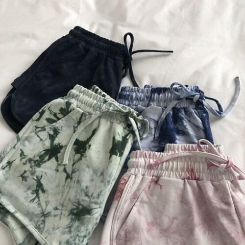 Ins tie-dyed casual sports pants womens summer loose running home pyjamas Joker student A hot pants swimming pants DLNZ520