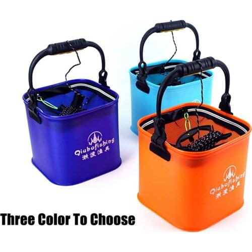 Folding EVA Fishing Bucket With Handle Rock Fishing Barrels Outdoor Folding Fishing Bag Presented 6M Rope
