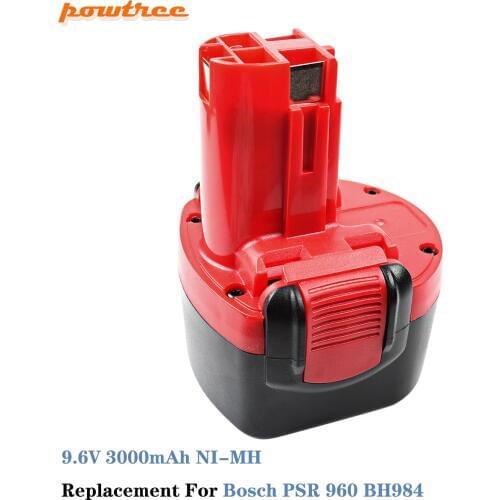 Powtree NI-MH 3000mAh 9.6V BAT048 Replacement Battery for Bosch PSR 960 BH984 BAT119 BAT100 BAT001 BPT1041 BH974 2607335260