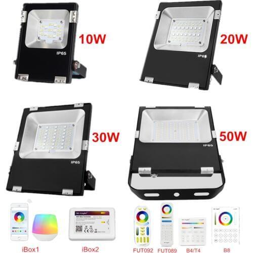 High Quality Mi Light RGB+CCT LED Flood light AC86-265V 10W 20W 30W 50W RF Remote / WiFi Control IP65 Waterproof LED Floodlight