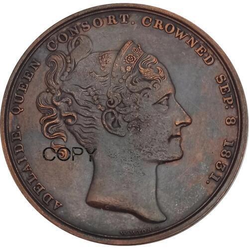 Great Britain 1831 King William IV and Adelaide Coronation Plain edge Dual portraits Red Copper Copy Coins