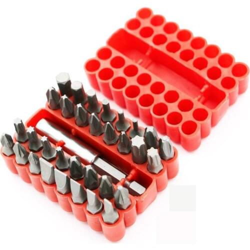 Security Tamper Proof Bit Set 33pcs Torq Torx Hex Star Spanner Tri Wing Electric Screwdrive Hex Bit 1/4" 6.35mm Magnetic Holder