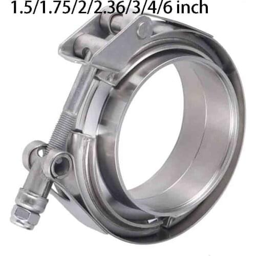 V Band Clamp 1.5/1.75/2/2.36/3/4/6 inch Stainless Steel Quick Release V Band Clamp With Male Female Flange Exhaust Pipe Clamp