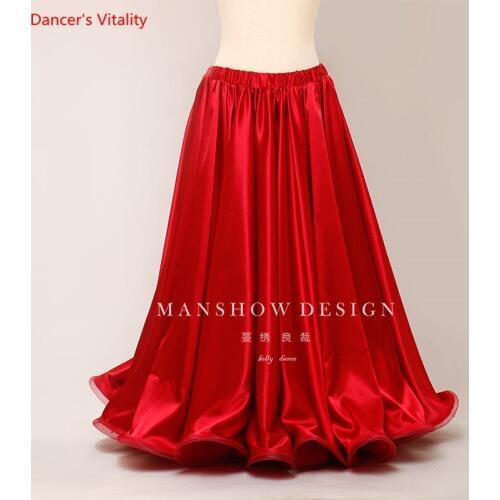 Women Belly Dance Skirt Performance Clothes Satin Big Swing Skirt For Latin elegant Bellydance Competition Dancing Wear Clothes
