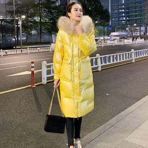 White Duck Down Jacket Women Winter 2021 Natural Fox Fur Collar Coat Female Hooded Warm Thick Parkas Casual Veste Femme Gxy131