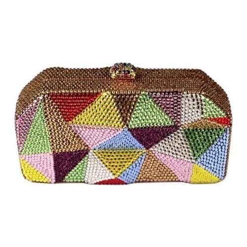 Women Colorful Crystal diamond Clutches bags Evening Bag Metal Hard Case Designer Rhinestone Minaudiere Handbag clutch Purse bag