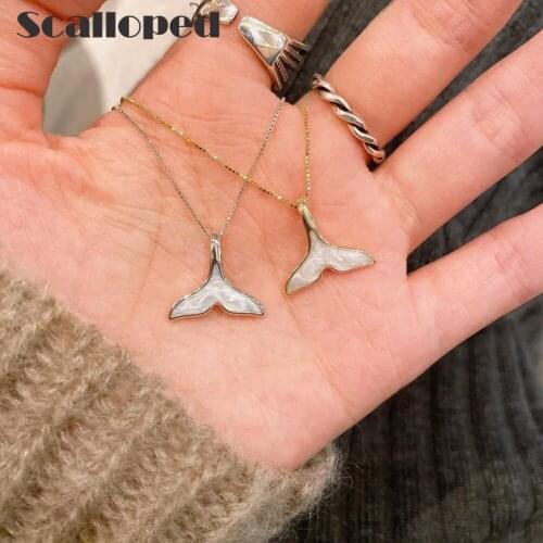 SCALLOPED French Vintage Acrylic Whale Tail Necklace Women Cloud White Oil Texture Snake Chain Luxurious Choker Fine Jewelry