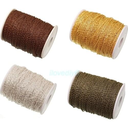 5m/lot Silver Plated Cable Open Link Chain Findings for Necklace Bracelets Jewelry Making