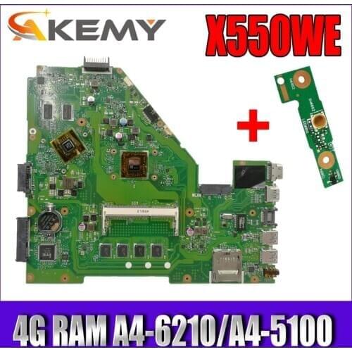 Akemy X550WE Laptop motherboard For Asus X550WAK X550WE X550W Test original mainboard 4G RAM A4-6210/A4-5100