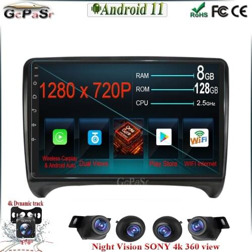 Android 11 128G 9'' For AUDI TT MK2 2006-2014 Wireless Carplay Bluetooth 5.0 DAB GPS Radio Car Multimedia Player