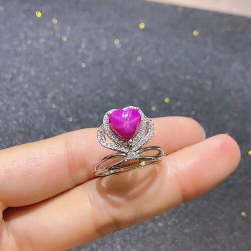 Boutique Jewelry 925 Sterling Silver Burma Star Ruby Lady Ring Support Detection 8*8mm