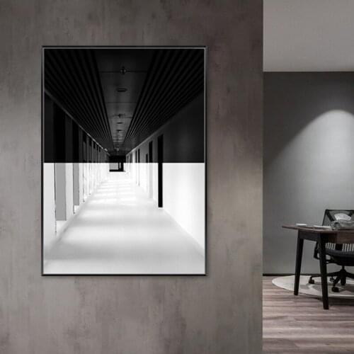 Black and White Landscape Wall Art Canvas Painting Modern Building River Posters and Prints Nordic Style Living Room Home Decor